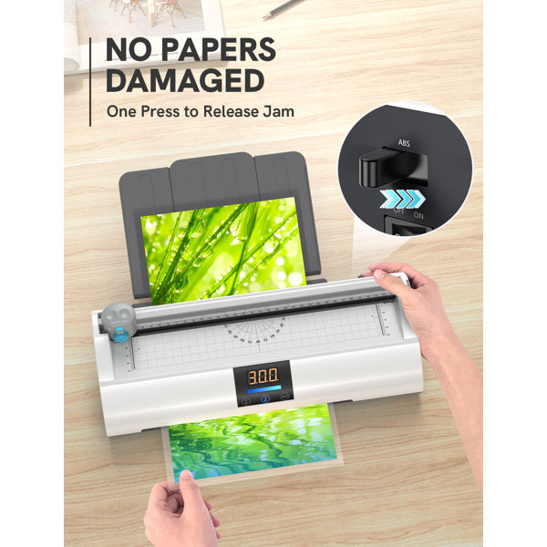 Abox A4 Laminating Machine,Led Display Laminator with Feeding Tray and 3 in 1 Cutter Corner